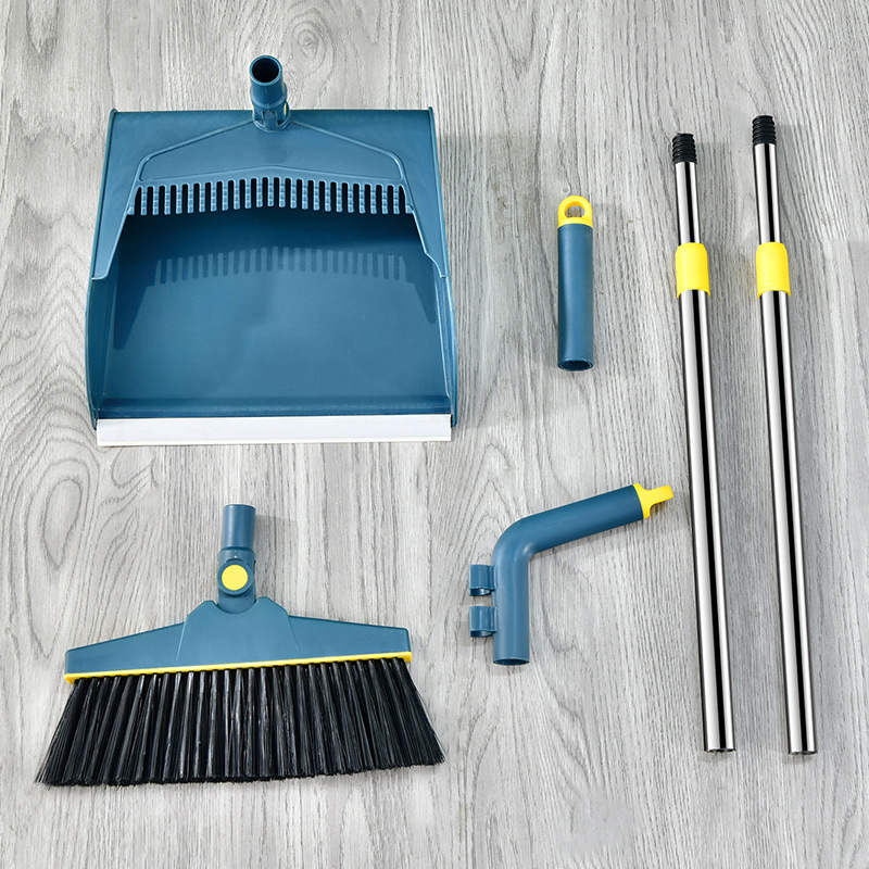 Telescopic Rod Broom Set Wholesale Household Broom Dustpan Combination Standing Folding Garbage Shovel Sweeping Broom Generation