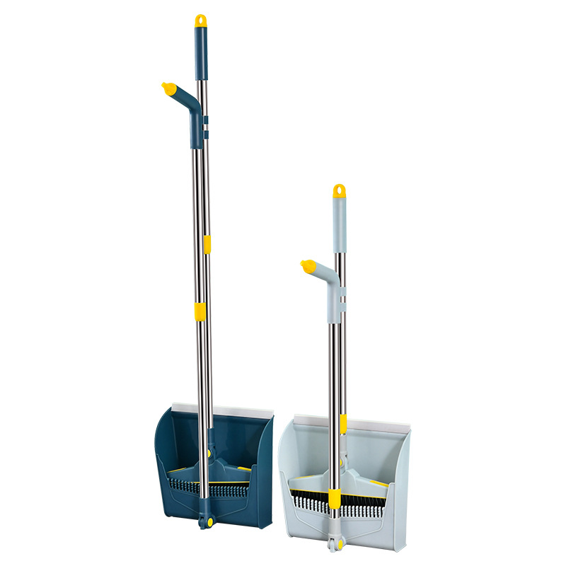 Telescopic Rod Broom Set Wholesale Household Broom Dustpan Combination Standing Folding Garbage Shovel Sweeping Broom Generation