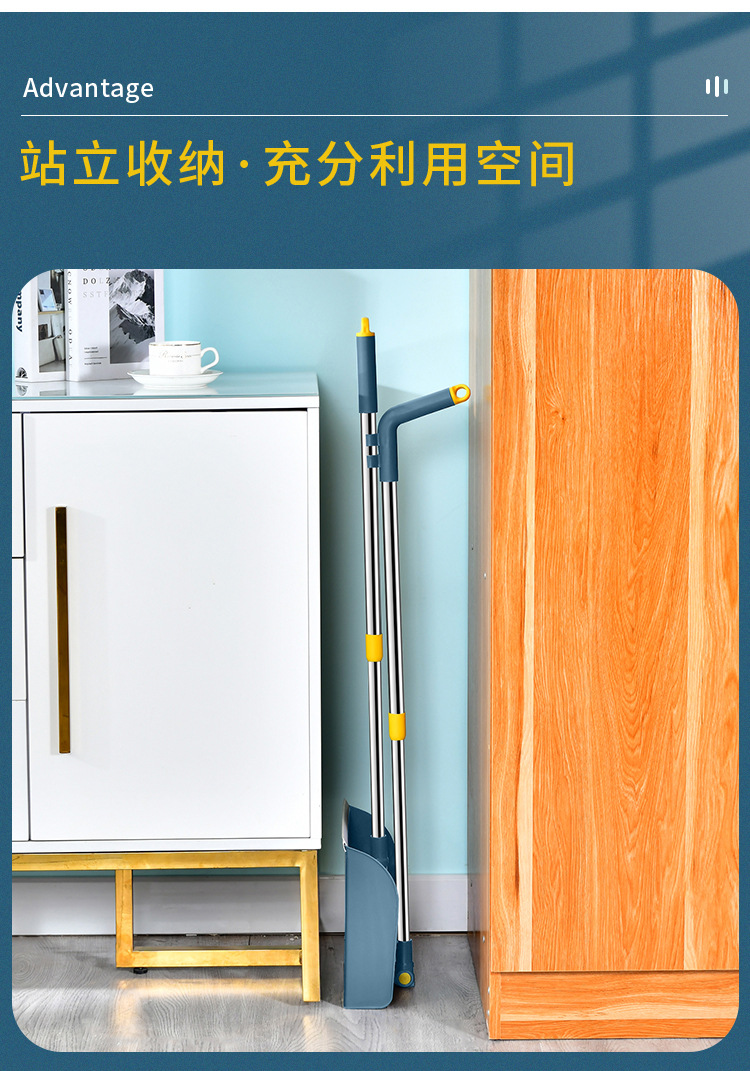 Telescopic Rod Broom Set Wholesale Household Broom Dustpan Combination Standing Folding Garbage Shovel Sweeping Broom Generation