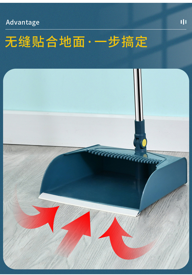 Telescopic Rod Broom Set Wholesale Household Broom Dustpan Combination Standing Folding Garbage Shovel Sweeping Broom Generation