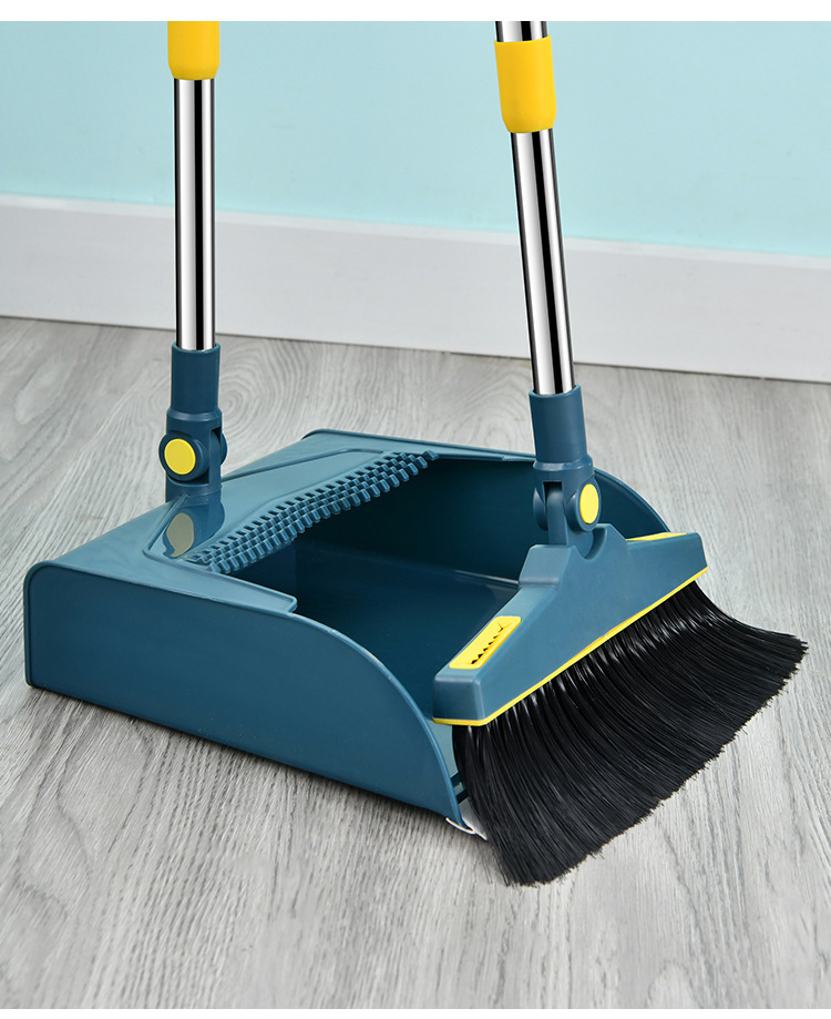 Telescopic Rod Broom Set Wholesale Household Broom Dustpan Combination Standing Folding Garbage Shovel Sweeping Broom Generation
