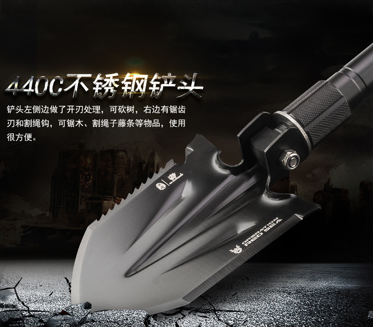 HX Outdoors China Shovel Outdoor Car Multifunction Folding Spade Military Shovel Manganese Steel Military Shovel Military Version Original Product