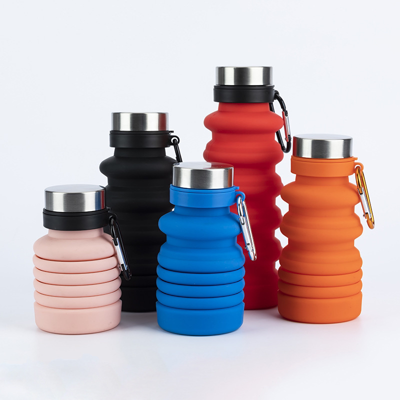 Manufacturers Can Customize 550ml Creative Folding Silicone Water Bottle Portable Cup Outdoor Sports Cup Can Be Adjustable Cup