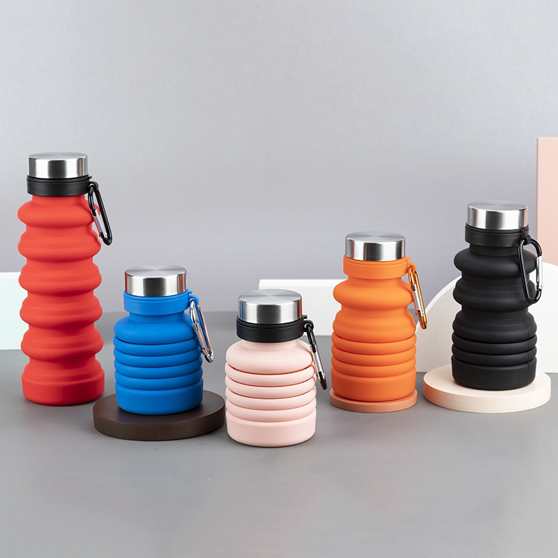 Manufacturers Can Customize 550ml Creative Folding Silicone Water Bottle Portable Cup Outdoor Sports Cup Can Be Adjustable Cup