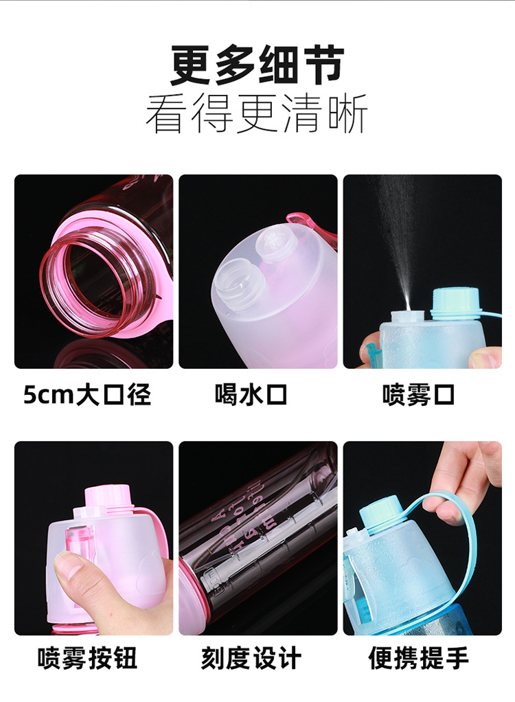 New Spray Cup Children's Straw Household Cup outside Portable Sports Cup Gift Plastic Cup Factory Wholesale