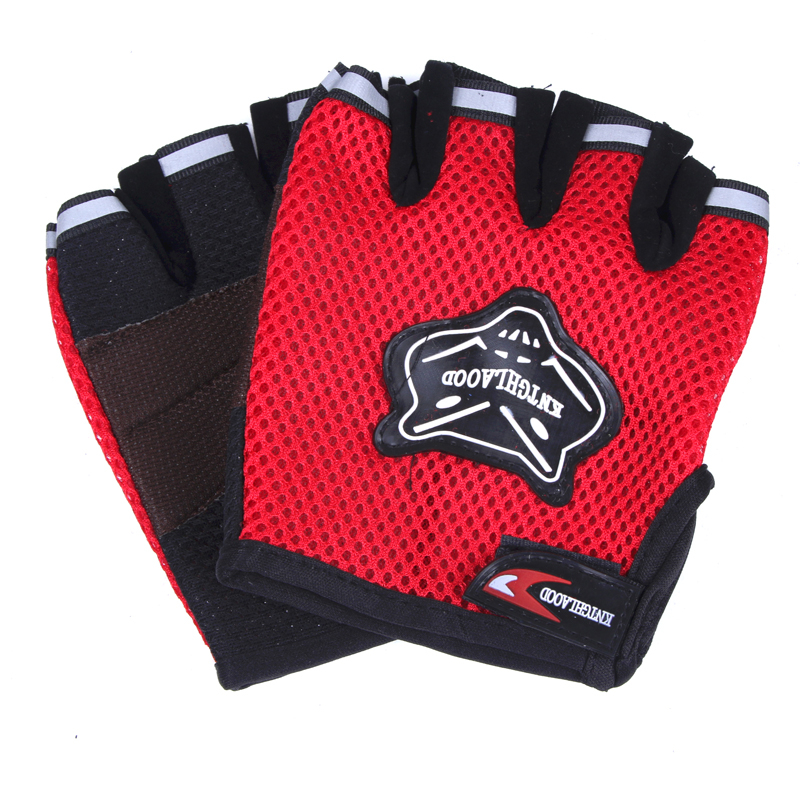 Mesh breathable anti-skid fox head pattern half-finger gloves durable unisex half-finger gloves