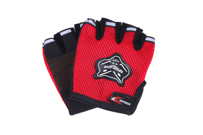 Mesh breathable anti-skid fox head pattern half-finger gloves durable unisex half-finger gloves