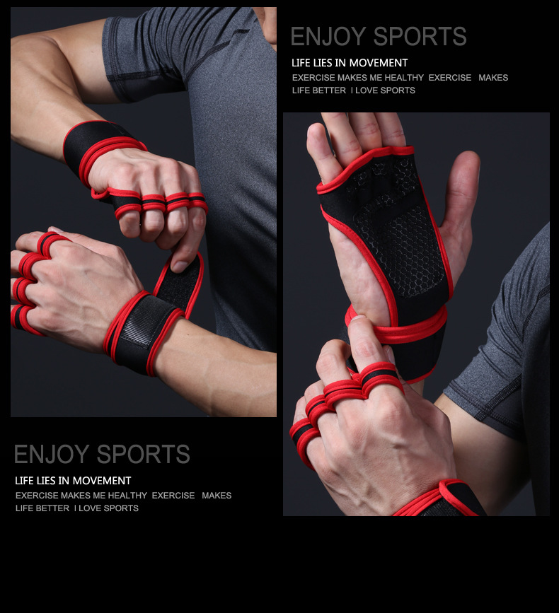 Men's and Women's Summer Fitness Gloves Finger-Exposed Wrist Guard Equipment Wait Lifting Anti-Calluses Sports Weightlifting Half-Finger Riding Gloves Logo