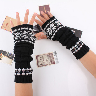 Snowflake long dual-use half-finger glove cuff feet fall/winter gloves