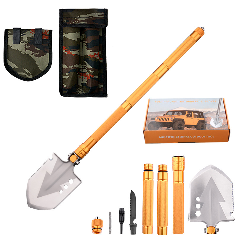 Camping Outdoor Multi-Functional Soldier Shovel Outdoor Camping Supplies Engineering Shovel Folding Table for Car Carbon Steel Soldier Shovel
