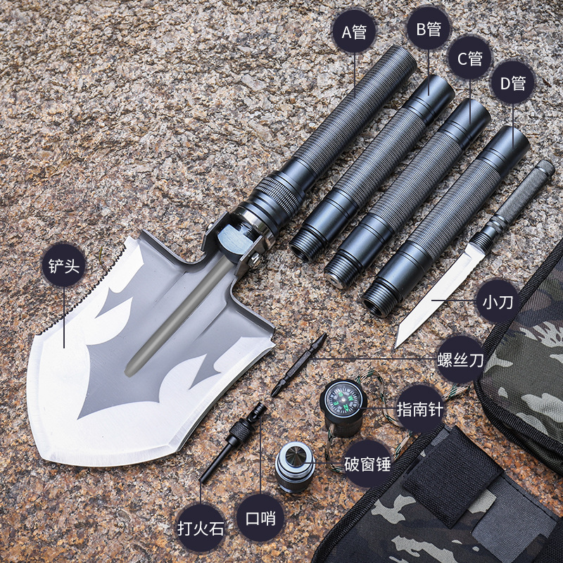 Folding SelfDefense VehicleMounted Military Shovel Camping Survival Equipment Tool One Piece Dropshipping
