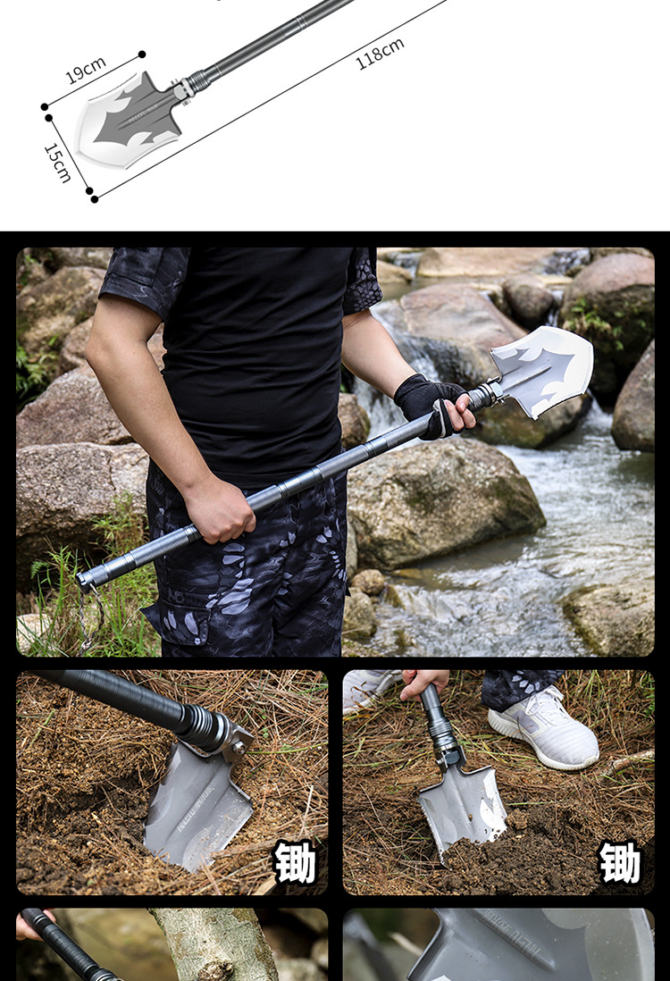 Folding SelfDefense VehicleMounted Military Shovel Camping Survival Equipment Tool One Piece Dropshipping