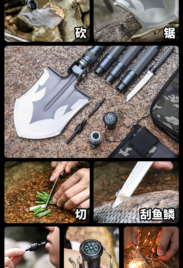 Folding SelfDefense VehicleMounted Military Shovel Camping Survival Equipment Tool One Piece Dropshipping