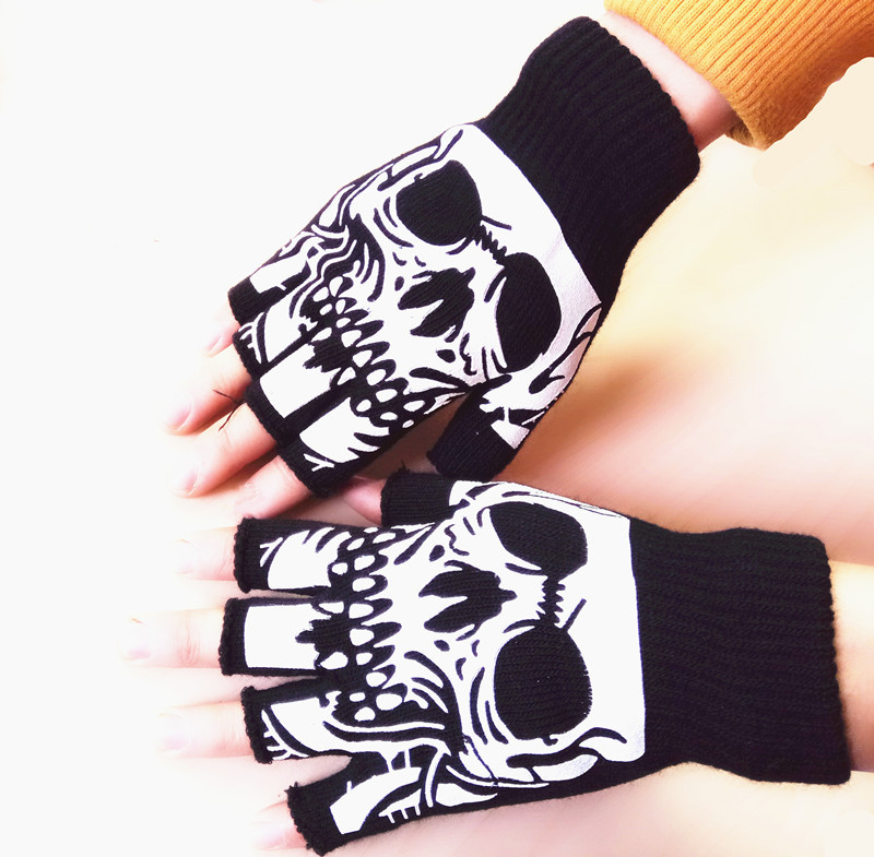 Spring and Summer thin color half-finger gloves personality skeleton and women work magic dew finger warm gloves wholesale Spring and Summer thin color half-finger gloves personality skeleton and women work magic dew finger warm gloves wholesale