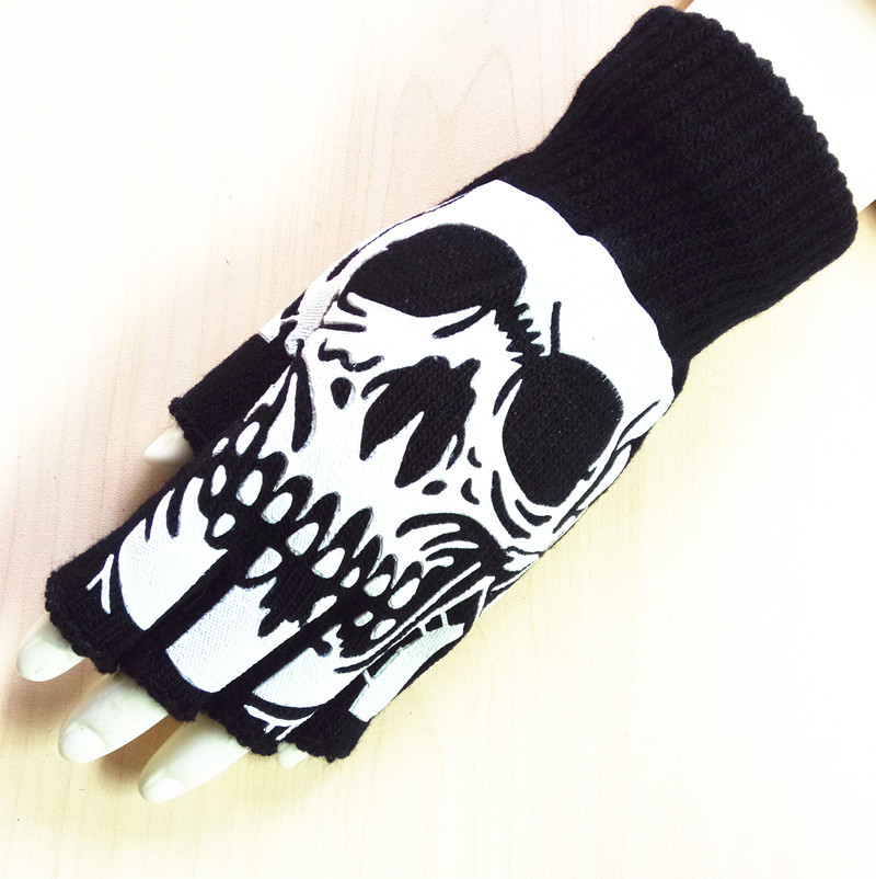 Spring and Summer thin color half-finger gloves personality skeleton and women work magic dew finger warm gloves wholesale Spring and Summer thin color half-finger gloves personality skeleton and women work magic dew finger warm gloves wholesale