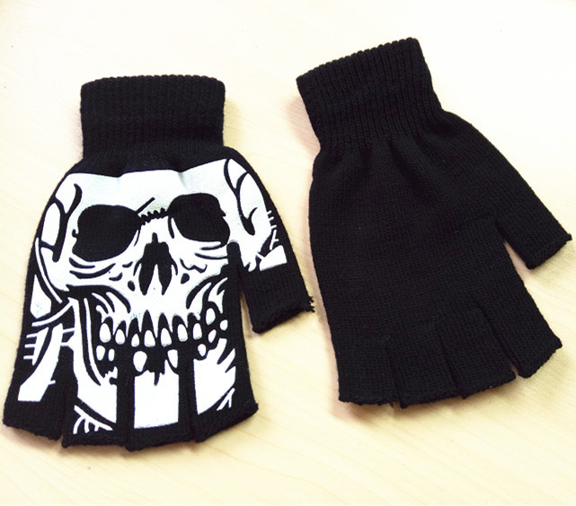 Spring and Summer thin color half-finger gloves personality skeleton and women work magic dew finger warm gloves wholesale Spring and Summer thin color half-finger gloves personality skeleton and women work magic dew finger warm gloves wholesale