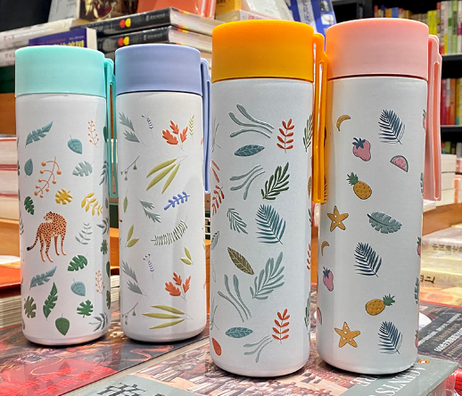 New Vacuum Cup Water Cup Stainless Steel Flower Illustration Girl Portable Sports Cup Flower and Animal Cup Stock