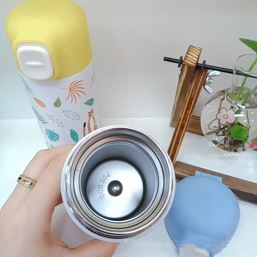 New Vacuum Cup Water Cup Stainless Steel Flower Illustration Girl Portable Sports Cup Flower and Animal Cup Stock