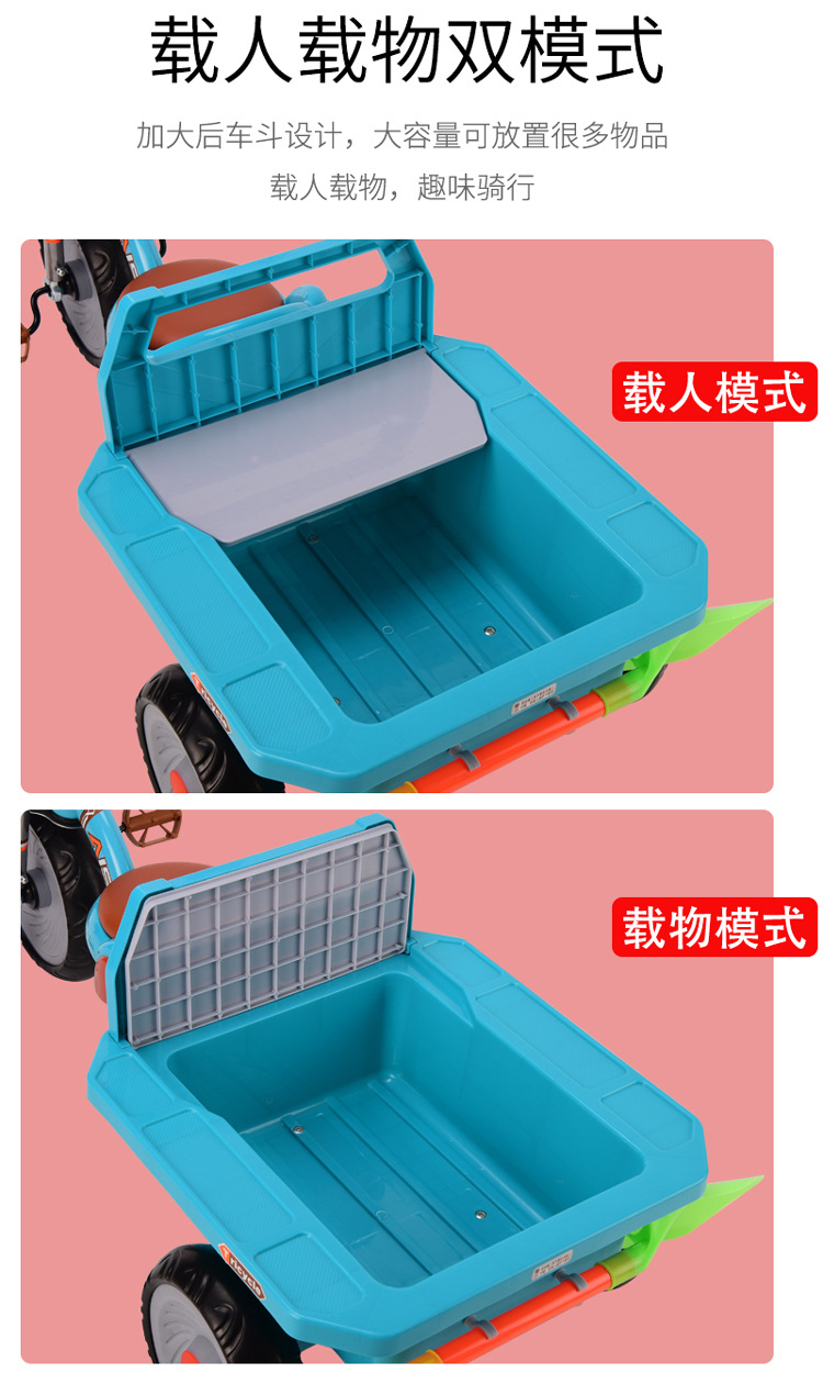 Children's Tricycle Bicycle Can Take People 2-6 Years Old Large Baby Car with Rear Bucket Children Stroller Bicycle