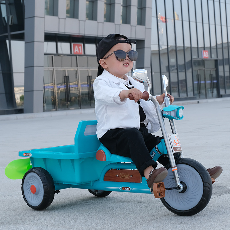 Children's Tricycle Bicycle Can Take People 2-6 Years Old Large Baby Car with Rear Bucket Children Stroller Bicycle