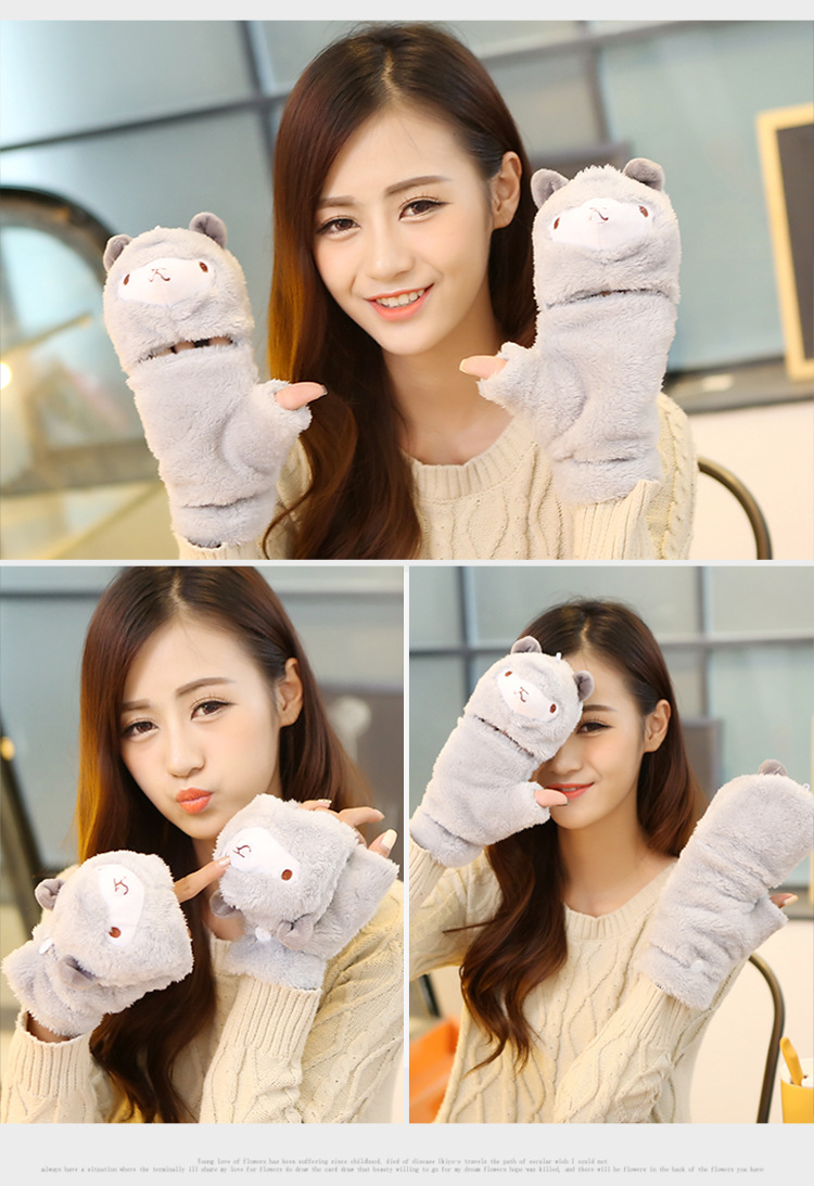 Winter new half-finger gloves creative cute hand-drawn gloves cartoon gloves garment accessories supplies wholesale Winter new half-finger gloves creative cute hand-drawn gloves cartoon gloves garment accessories supplies wholesale