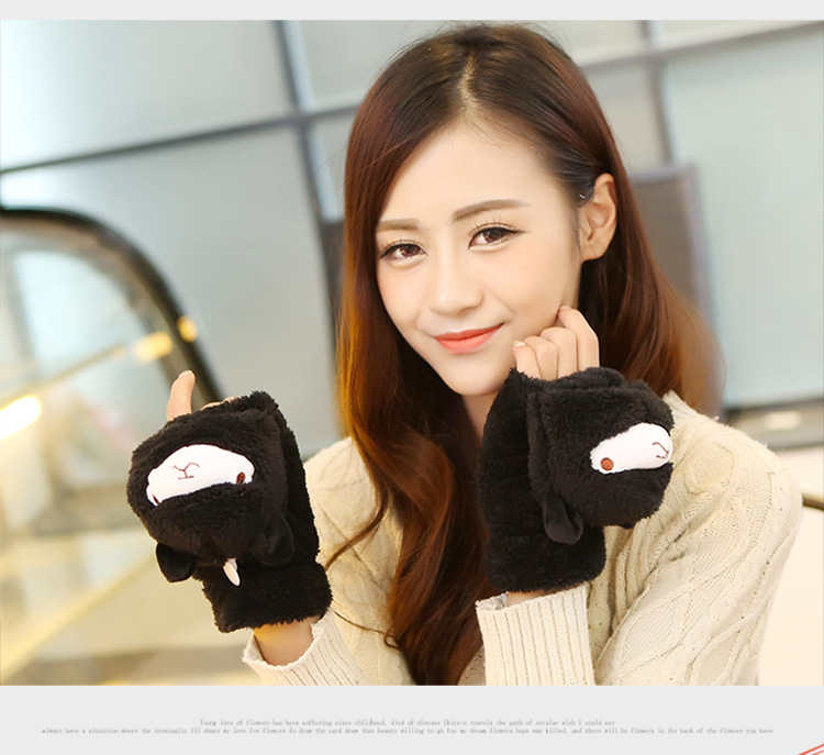 Winter new half-finger gloves creative cute hand-drawn gloves cartoon gloves garment accessories supplies wholesale Winter new half-finger gloves creative cute hand-drawn gloves cartoon gloves garment accessories supplies wholesale