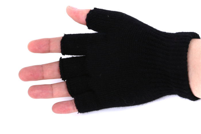 Acrylic fibers black half-finger gloves with rubber dimples LJY-048 Acrylic fibers black half-finger gloves with rubber dimples LJY-048