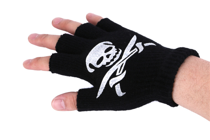 Acrylic fibers black half-finger gloves with rubber dimples LJY-048 Acrylic fibers black half-finger gloves with rubber dimples LJY-048