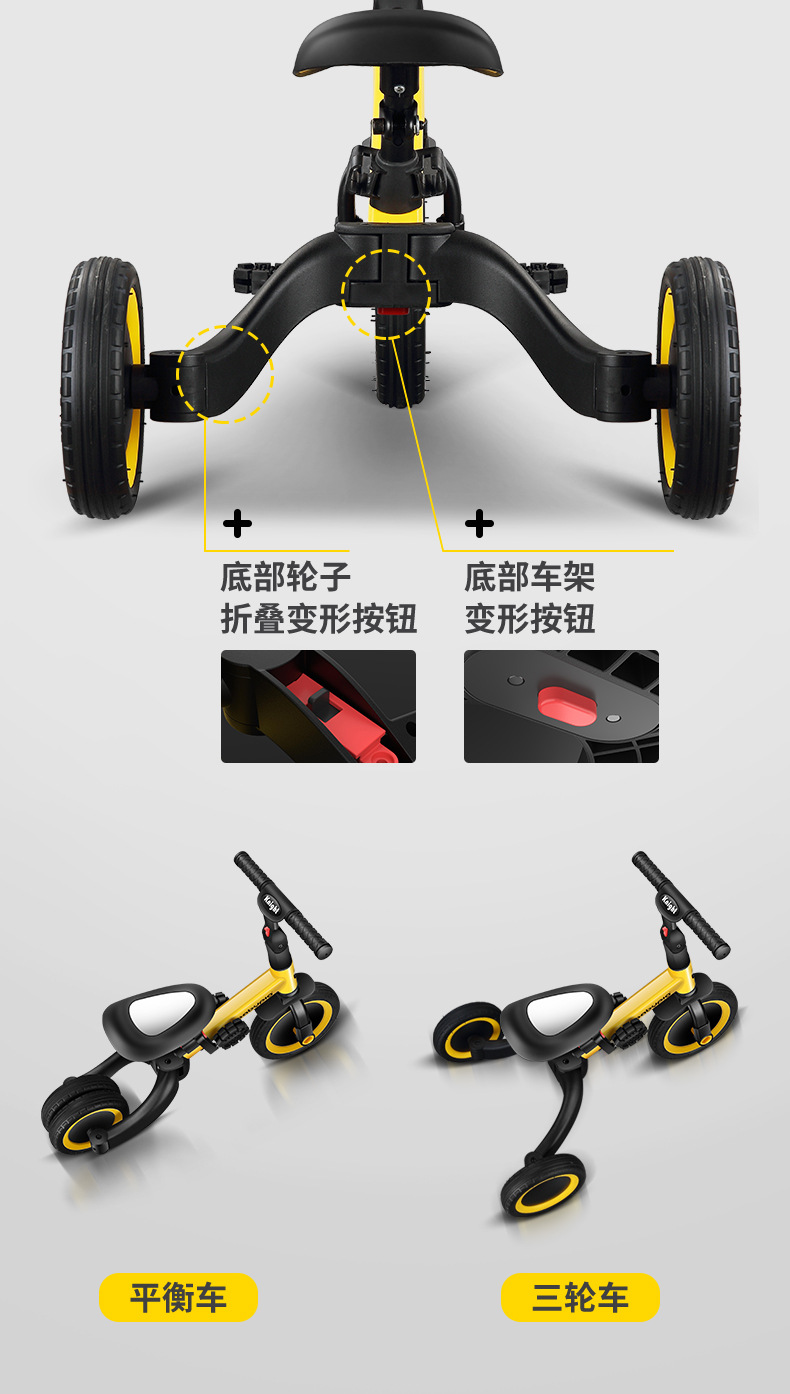 New Children's Three-Wheeled Bicycle Baby Sliding Balance Car Hand Push Toddler Children's Scooter Bicycle Can Be Sent on Behalf
