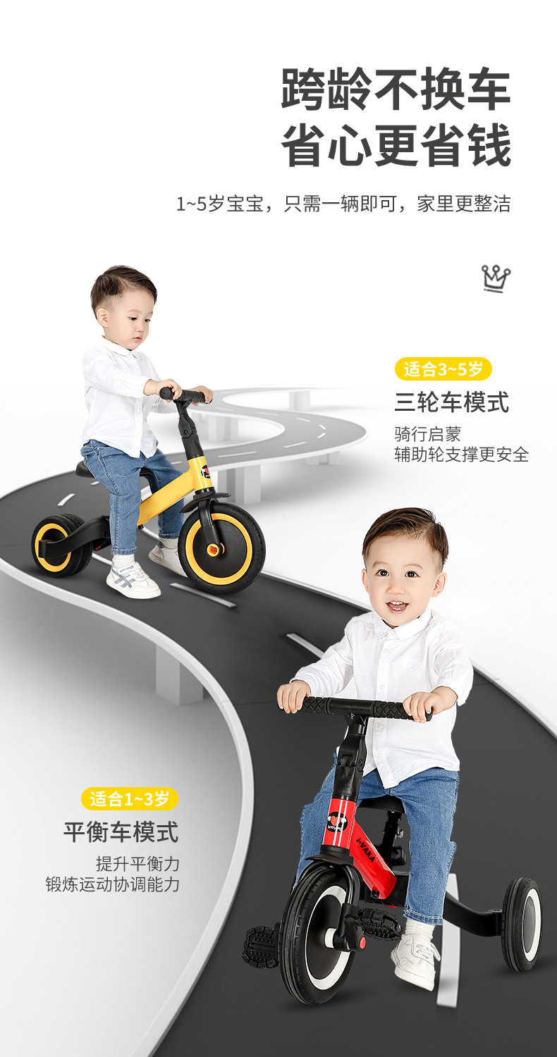 New Children's Three-Wheeled Bicycle Baby Sliding Balance Car Hand Push Toddler Children's Scooter Bicycle Can Be Sent on Behalf