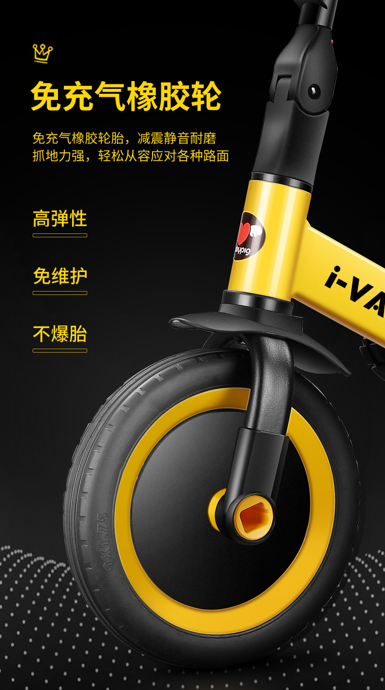 New Children's Three-Wheeled Bicycle Baby Sliding Balance Car Hand Push Toddler Children's Scooter Bicycle Can Be Sent on Behalf