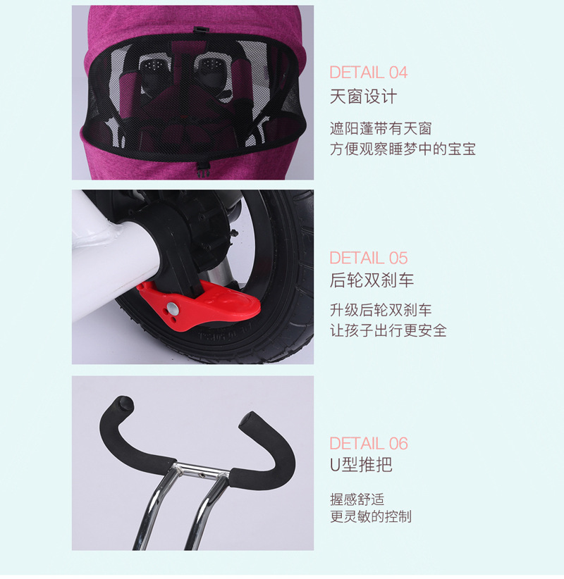 Children's Tricycle Folding Reclinable 1-3-6 Years Old Children's Bicycle Baby Stroller Baby Bicycle Bicycle