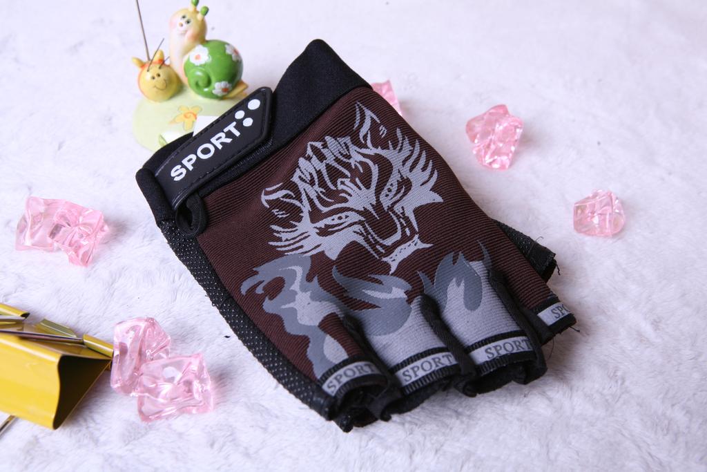 Men&#039;s Anti-Slip Half-Finger Gloves for Outdoor Sports Protection Wolf Head Breathable Open-Finger Riding Gloves Fitness