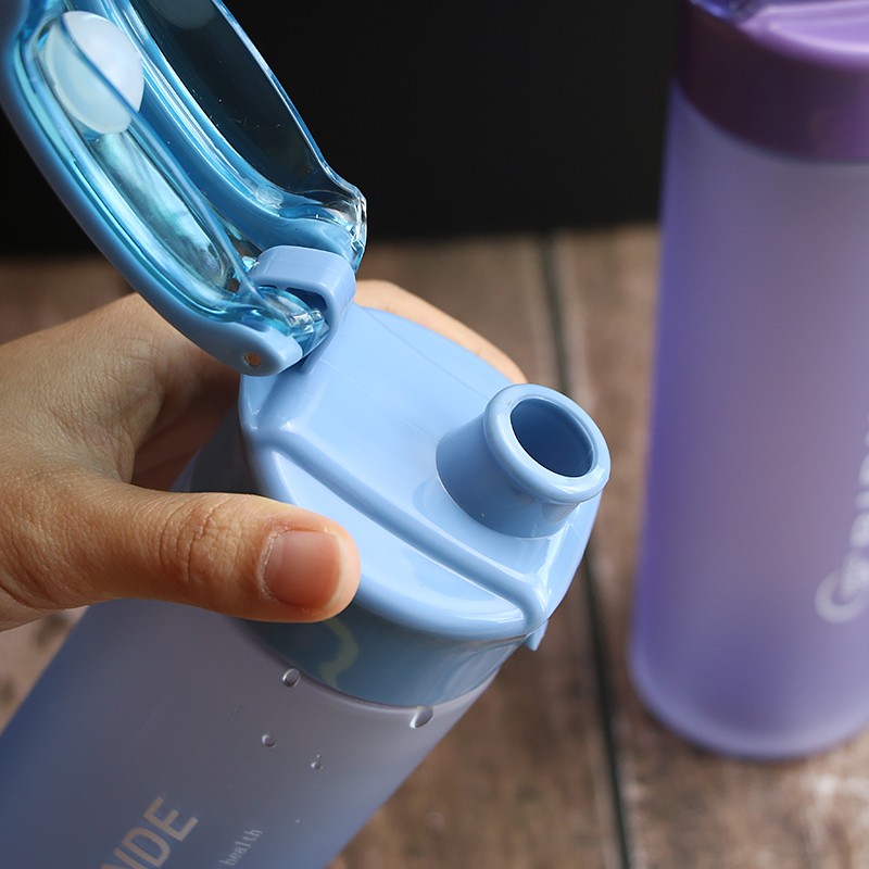 Creative lion outdoor sports cup invisible handle plastic cup leak proof cup frosted advertising gift print custom