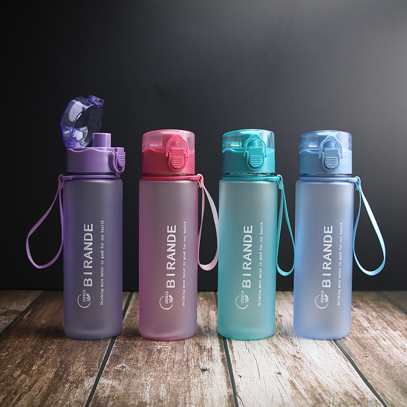 Spring new outdoor sports cup frosted bounce cup portable environmental PC plastic cup gift cup printed custom