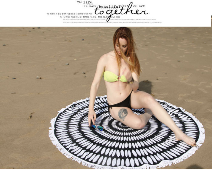 White Black Circle Design Round Beach Towel OEM Supplier Bath Towel Shawl for Wholesale White Black Circle Design Round Beach Towel OEM Supplier Bath Towel Shawl for Wholesale