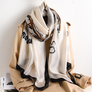New Silk Scarf Women's New Silk Satin Thin Cape Sun-Proof Beach Towel Clothing Accessory All-Matching Artificial Silk Material New Silk Scarf Women's New Silk Satin Thin Cape Sun-Proof Beach Towel Clothing Accessory All-Matching Artificial Silk Material