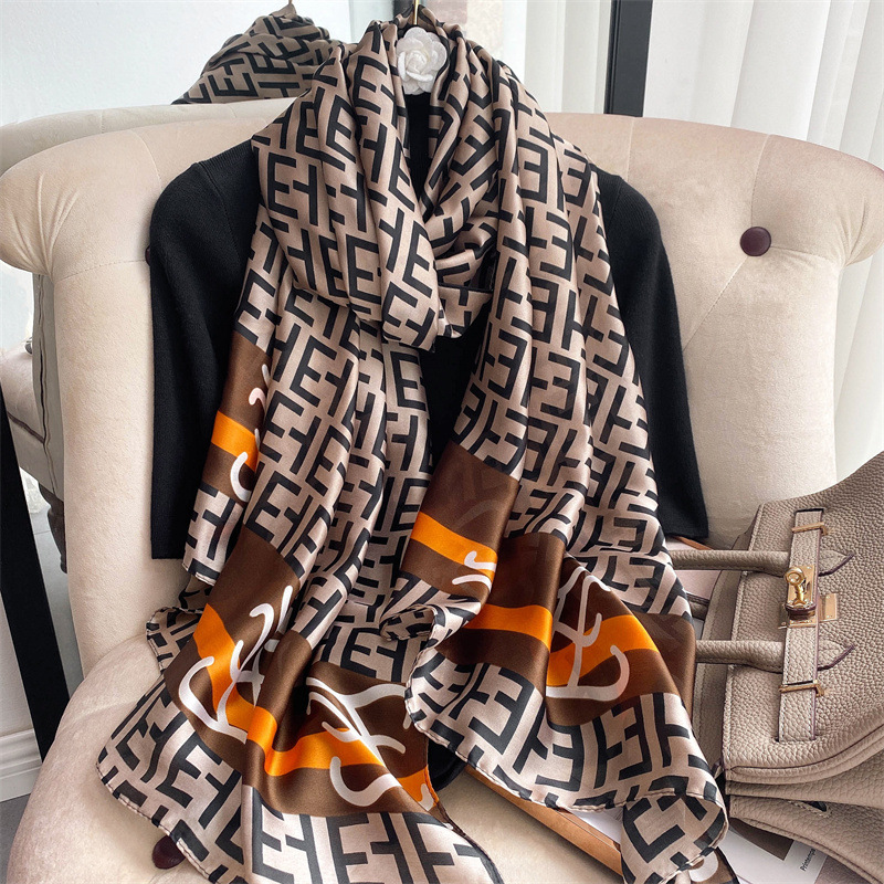 New Silk Scarf Women's New Silk Satin Thin Cape Sun-Proof Beach Towel Clothing Accessory All-Matching Artificial Silk Material New Silk Scarf Women's New Silk Satin Thin Cape Sun-Proof Beach Towel Clothing Accessory All-Matching Artificial Silk Material