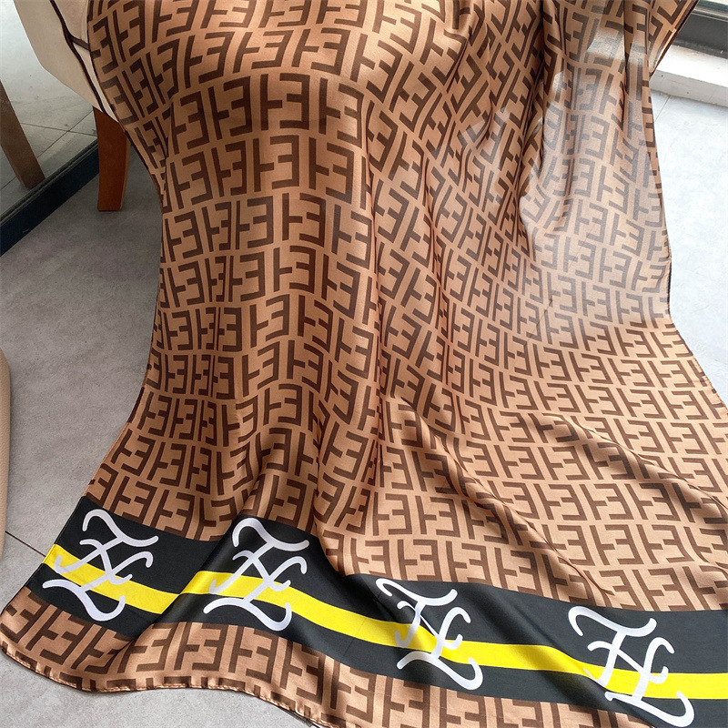 New Silk Scarf Women's New Silk Satin Thin Cape Sun-Proof Beach Towel Clothing Accessory All-Matching Artificial Silk Material New Silk Scarf Women's New Silk Satin Thin Cape Sun-Proof Beach Towel Clothing Accessory All-Matching Artificial Silk Material