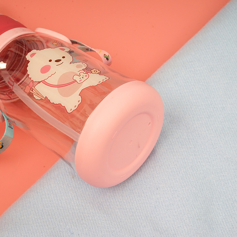 Antlers Children's Plastic Cup Outdoor Portable Lanyard Strap Sports Cup Fashion Cartoon Straw Cup Festival Gift Cup