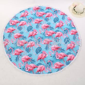 Beach print flamingo beach towel super light round beach cushion beach towel shawl.