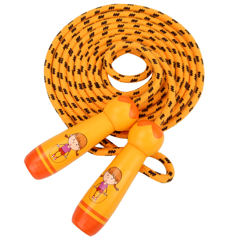 Wooden Handle Skipping Rope Toy Children&#039;s Wooden Elementary School Student Sports Kindergarten Beginner Boy Girl Skipping Rope Cotton String