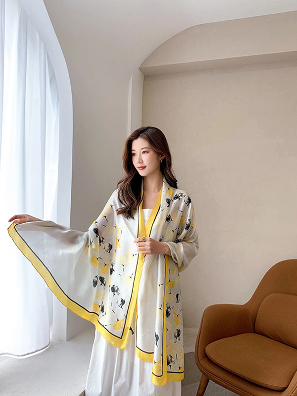Large Silk Scarf Women's Summer Gift Beach Towel Sunscreen Scarf New Silk Satin Emulation Silk Scarf Sunshade Shawl Scarf Large Silk Scarf Women's Summer Gift Beach Towel Sunscreen Scarf New Silk Satin Emulation Silk Scarf Sunshade Shawl Scarf