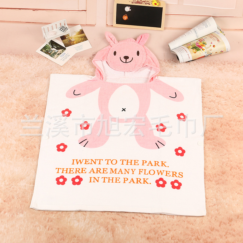Customized Cartoon Cotton Child Baby Bath Towel Cape Printed Hooded Wearable Bathrobe Beach Towel Bath Quilt