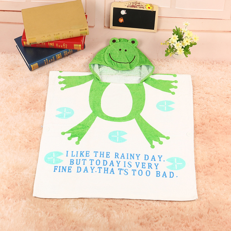 Customized Cartoon Cotton Child Baby Bath Towel Cape Printed Hooded Wearable Bathrobe Beach Towel Bath Quilt
