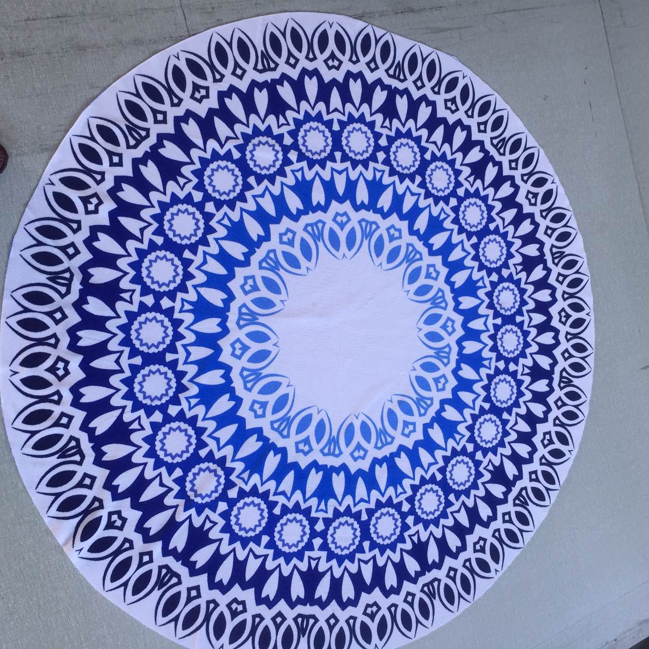 Ultrafine printed circular beach towel with extra-large cotton fringe round blanket bath towel