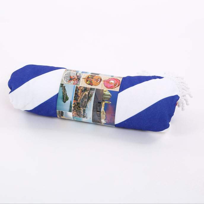 Greek style beach towel with summer tassel round beach towel.