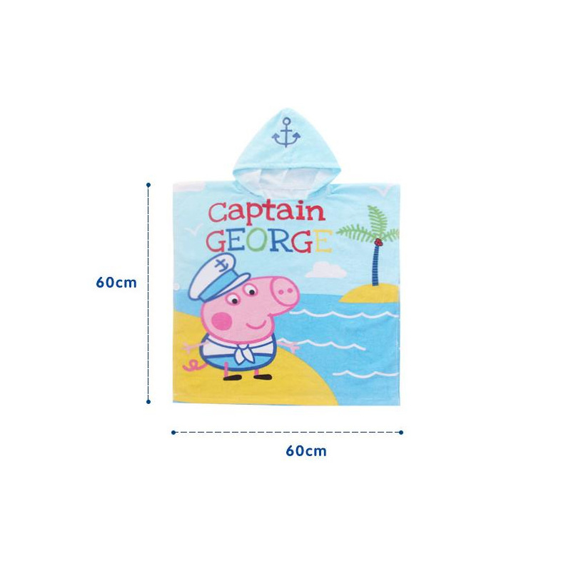 Korean Cartoon Piggy Children&#039;s Pullover Bathrobe Super Soft Absorbent Printed Cut Velvet Beach Towel Pure Cotton Towel Material Bath Towel