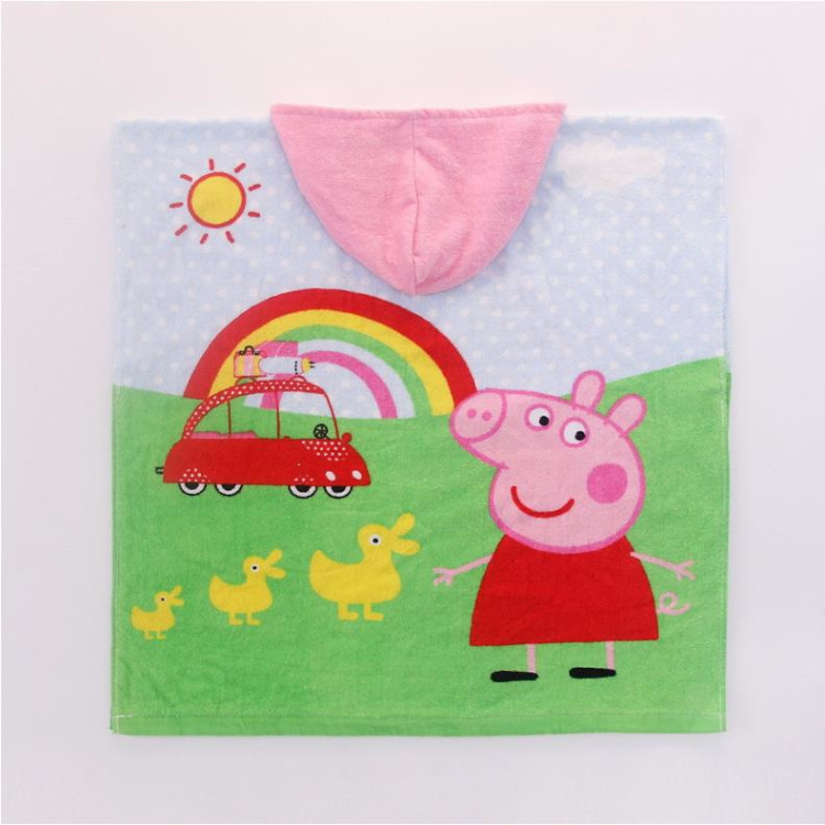 Korean Cartoon Piggy Children's Pullover Bathrobe Super Soft Absorbent Printed Cut Velvet Beach Towel Pure Cotton Towel Material Bath Towel Korean Cartoon Piggy Children's Pullover Bathrobe Super Soft Absorbent Printed Cut Velvet Beach Towel Pure Cotton Towel Material Bath Towel