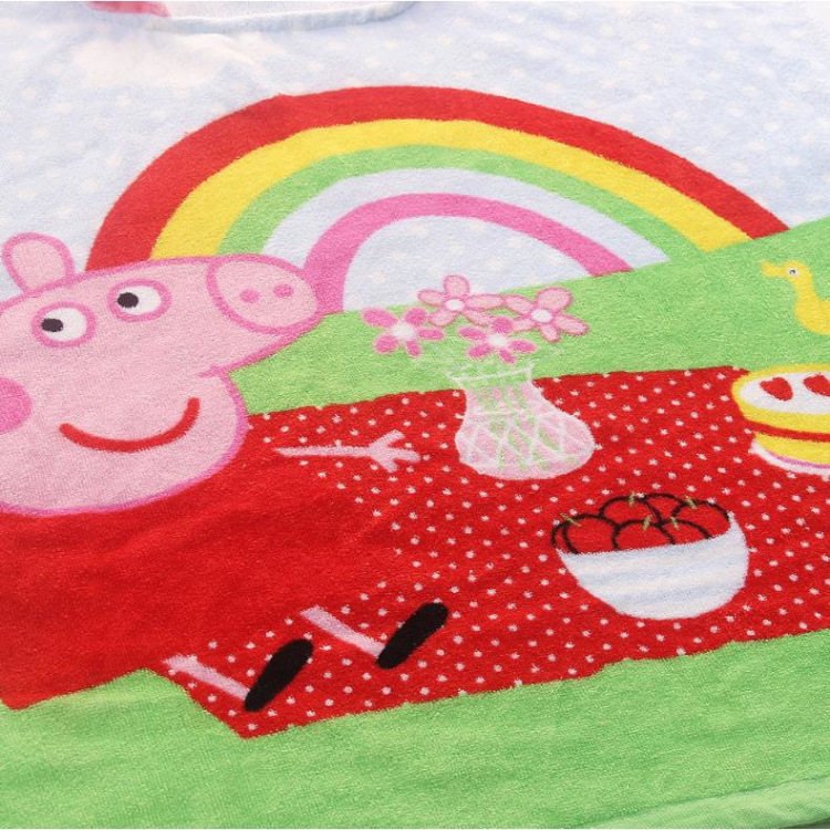 Korean Cartoon Piggy Children's Pullover Bathrobe Super Soft Absorbent Printed Cut Velvet Beach Towel Pure Cotton Towel Material Bath Towel Korean Cartoon Piggy Children's Pullover Bathrobe Super Soft Absorbent Printed Cut Velvet Beach Towel Pure Cotton Towel Material Bath Towel